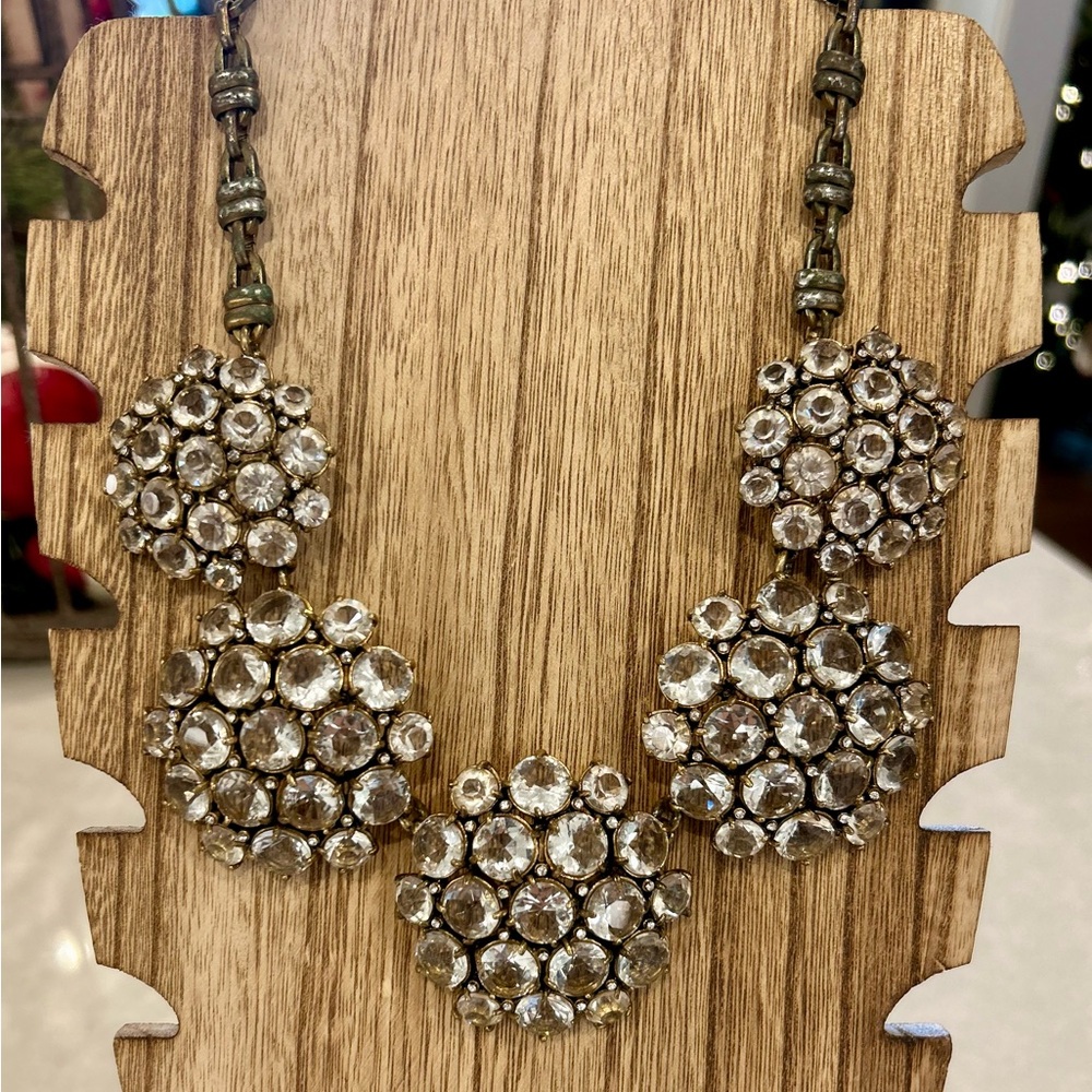 J.Crew Vintage Crystal Circle Cluster Necklace